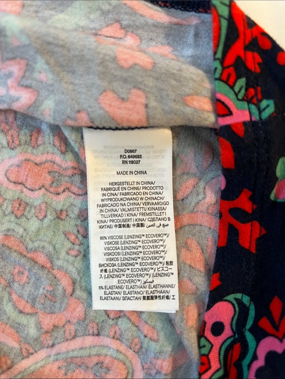Boden Vanessa Navy Exotic Paisley D0867 Faux Wrap Jersey Knit Midi Dress US 10 - Picture 8 of 13